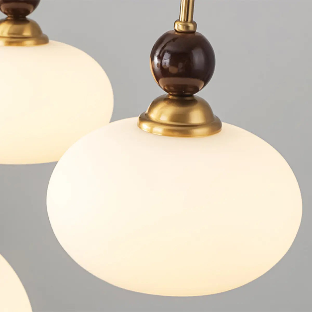 Vintage Round Ball Metal Dining Room Gold 3-Light Chandelier Image - 10