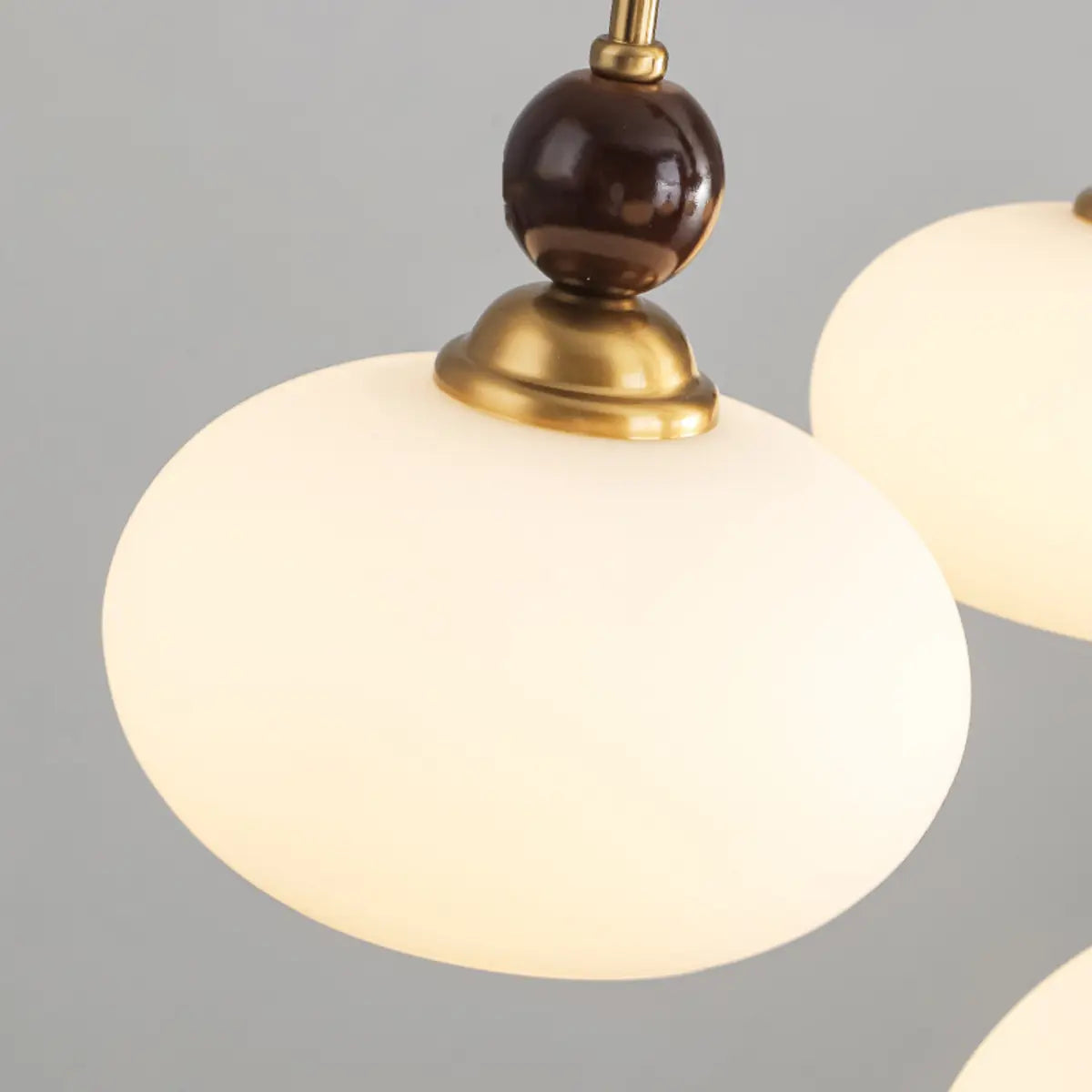 Vintage Round Ball Metal Dining Room Gold 3-Light Chandelier Image - 11