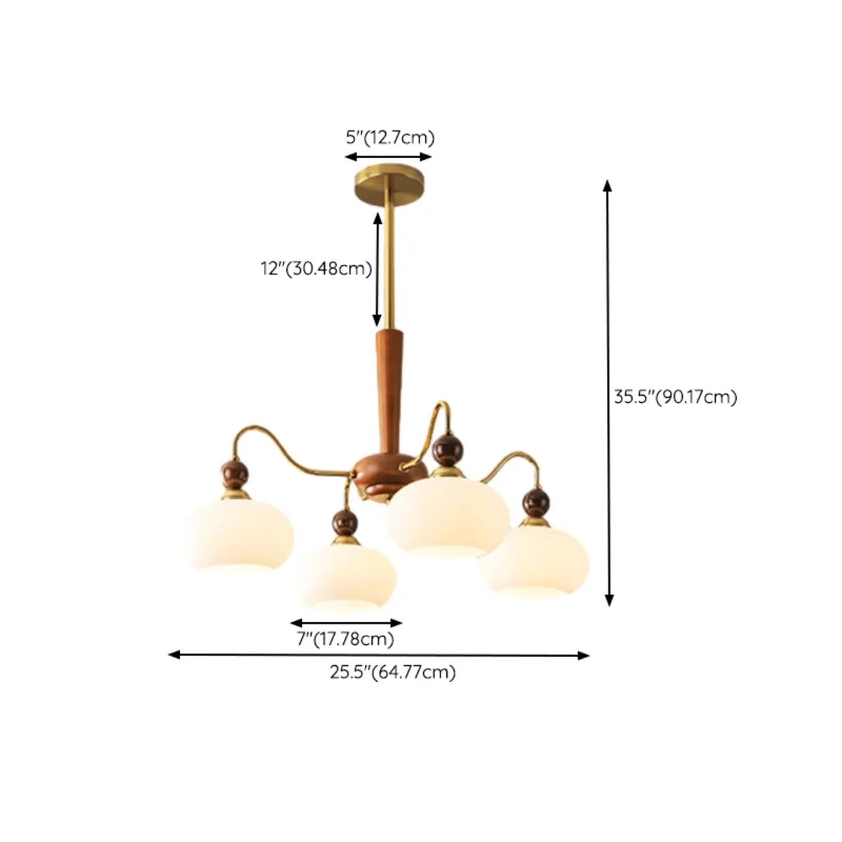 Vintage Round Ball Metal Dining Room Gold 3-Light Chandelier Image - 15