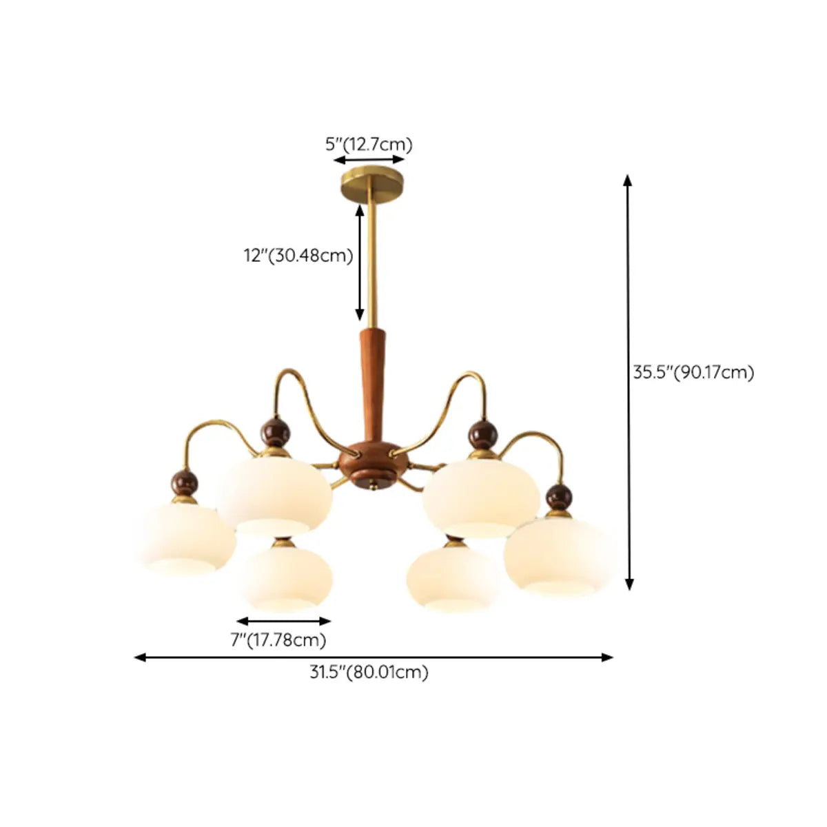 Vintage Round Ball Metal Dining Room Gold 3-Light Chandelier Image - 17