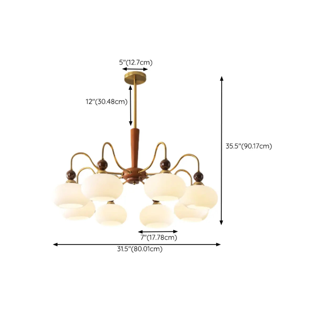 Vintage Round Ball Metal Dining Room Gold 3-Light Chandelier Image - 18
