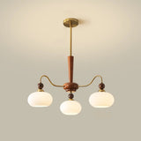 Vintage Round Ball Metal Dining Room Gold 3-Light Chandelier Image - 5