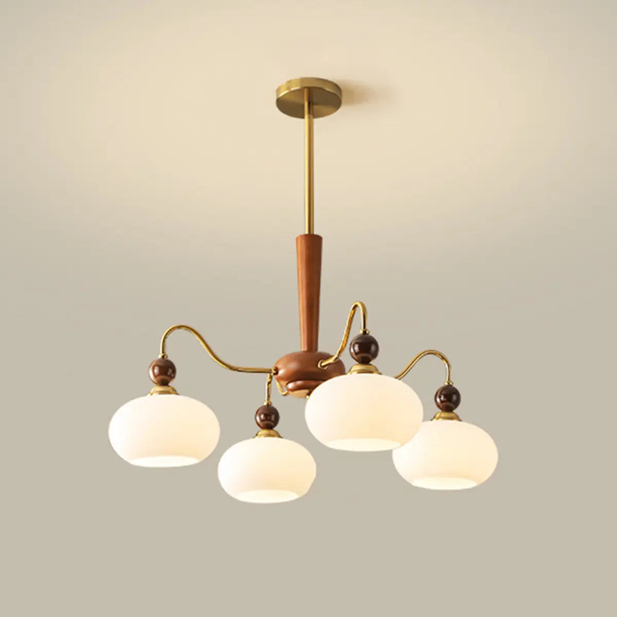 Vintage Round Ball Metal Dining Room Gold 3-Light Chandelier Image - 6