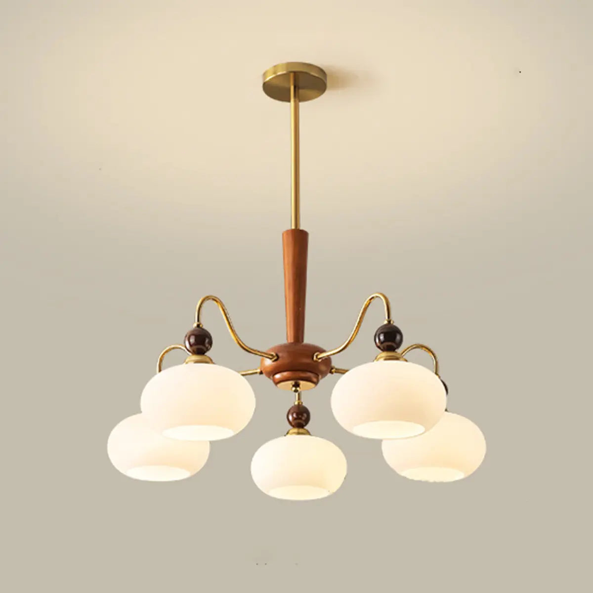 Vintage Round Ball Metal Dining Room Gold 3-Light Chandelier Image - 7