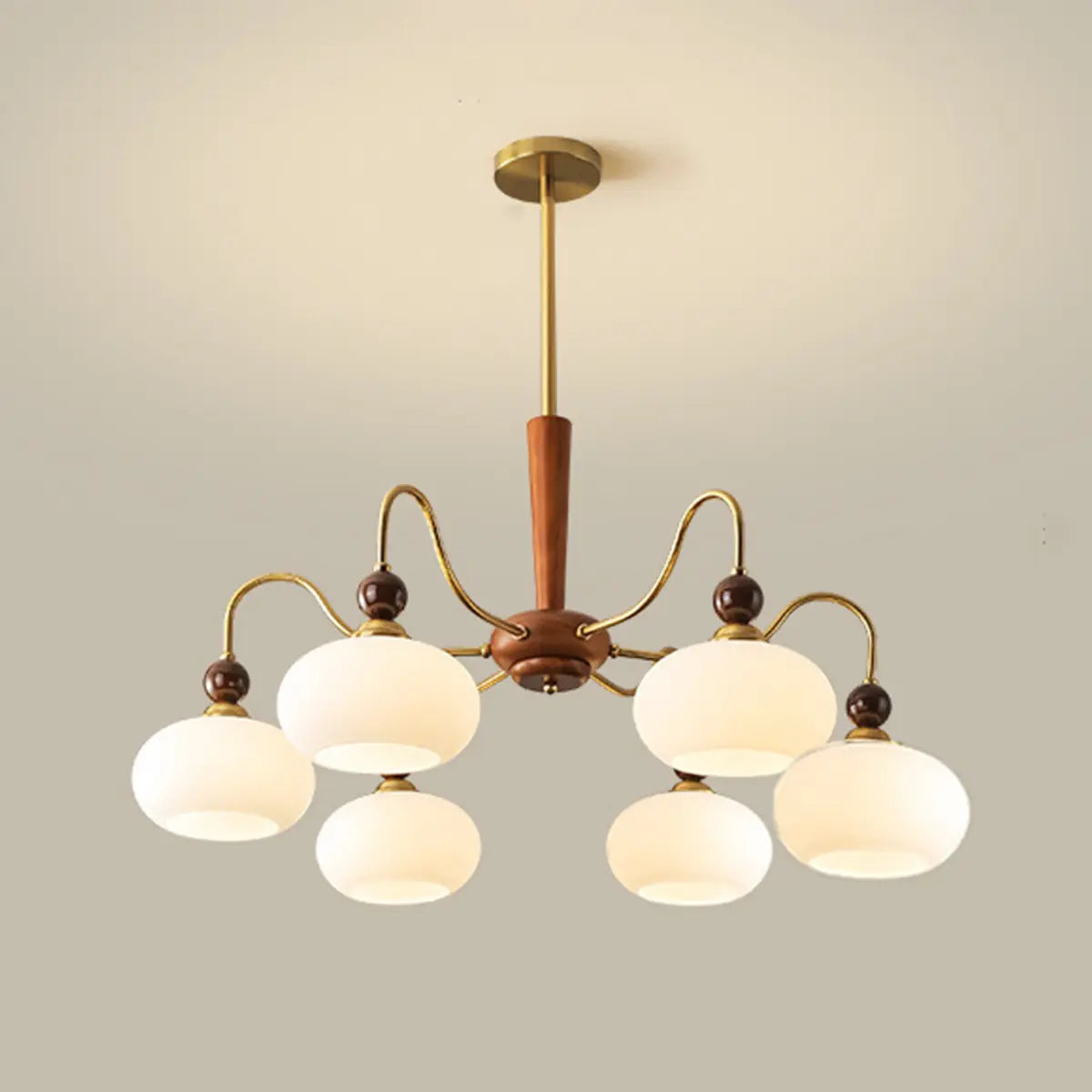 Vintage Round Ball Metal Dining Room Gold 3-Light Chandelier Image - 8
