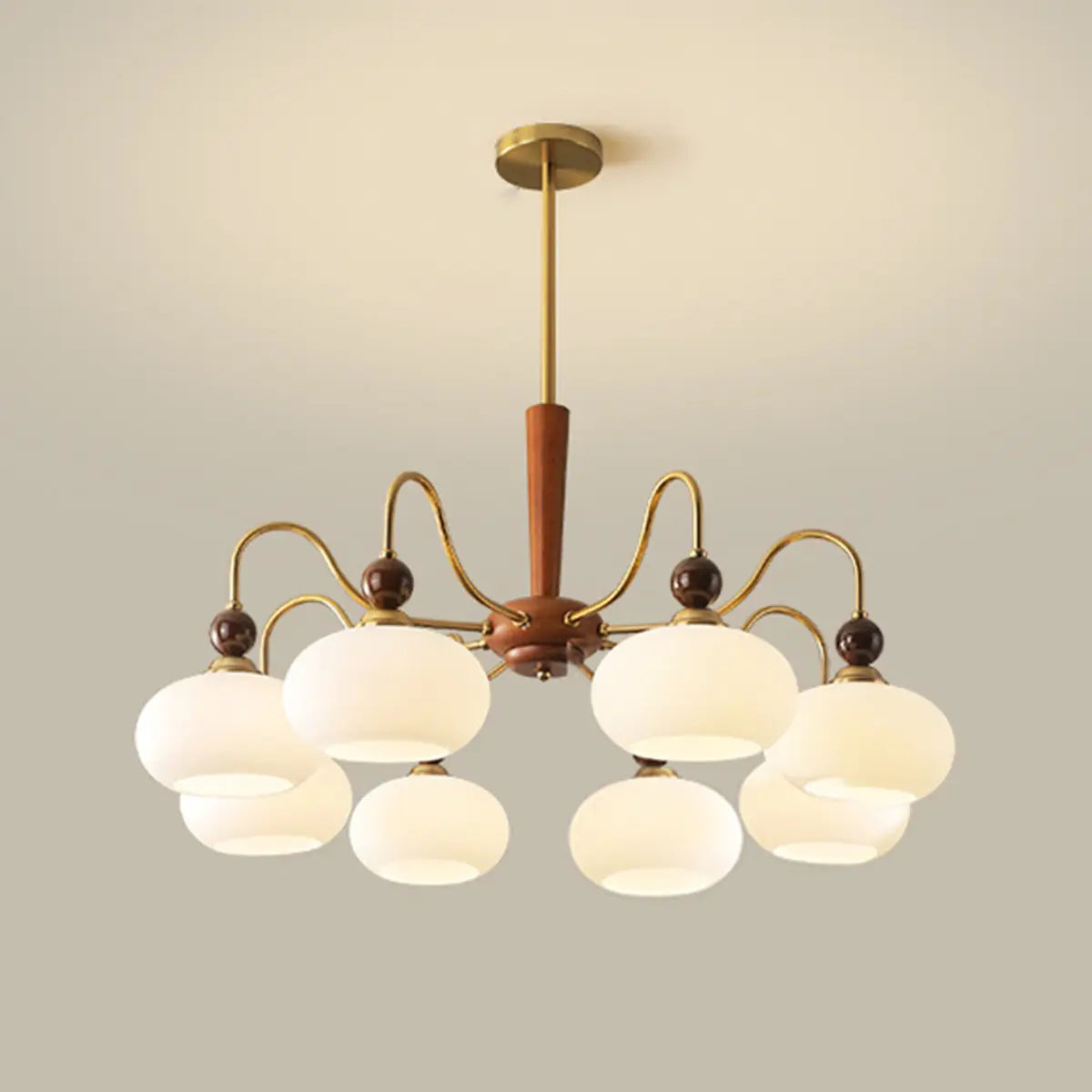 Vintage Round Ball Metal Dining Room Gold 3-Light Chandelier Image - 9
