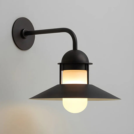 Vintage Round Black Outdoor Wall Light Sconces Image - 2