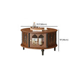 Vintage Round Wood Coffee Table Set with Storage Shelf Image - 11