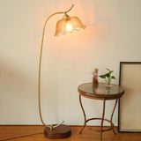 Vintage Scalloped Shade Gold Metal LED Floor Lamp Image - 2