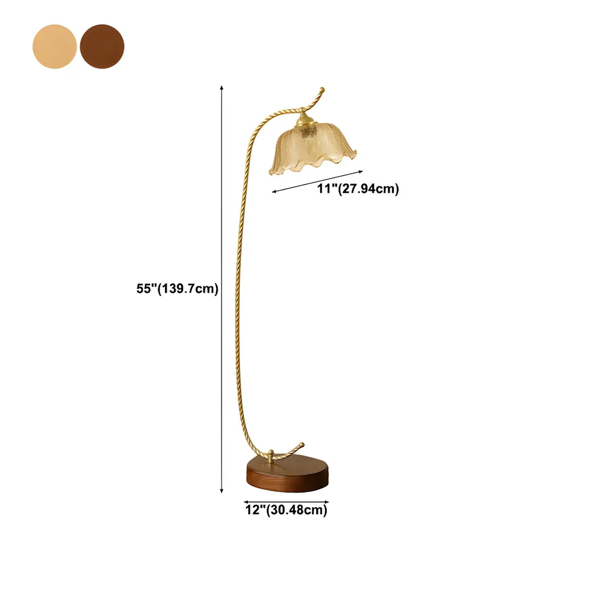 Vintage Scalloped Shade Gold Metal LED Floor Lamp Image - 21