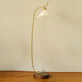 Vintage Scalloped Shade Gold Metal LED Floor Lamp Image - 9