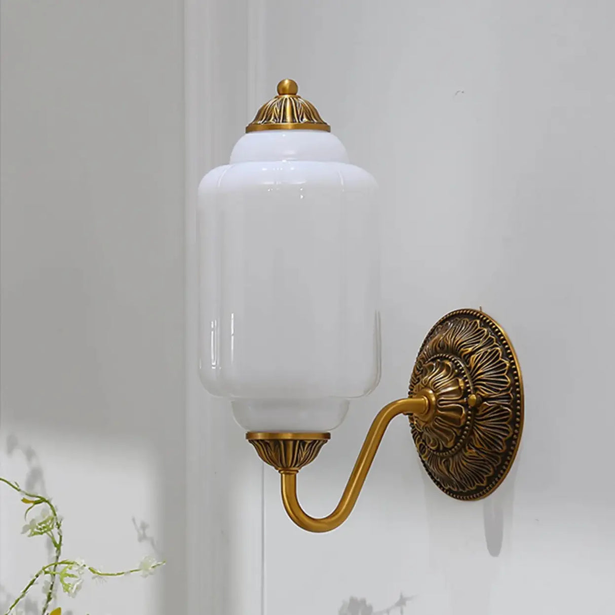 Vintage Shabby Chic Glass Steel Base Dimmable Wall Sconce Image - 7