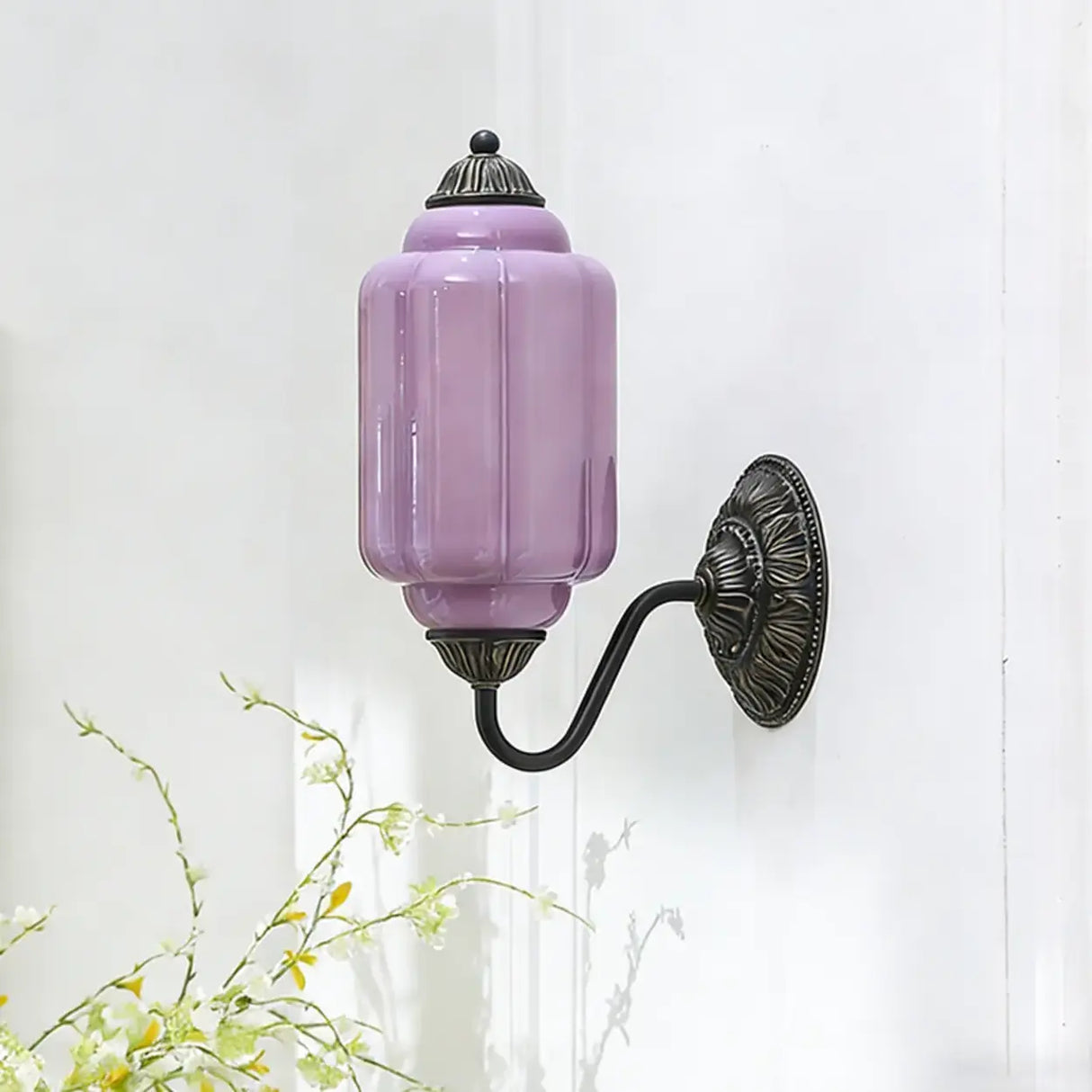 Vintage Shabby Chic Glass Steel Base Dimmable Wall Sconce Image - 9