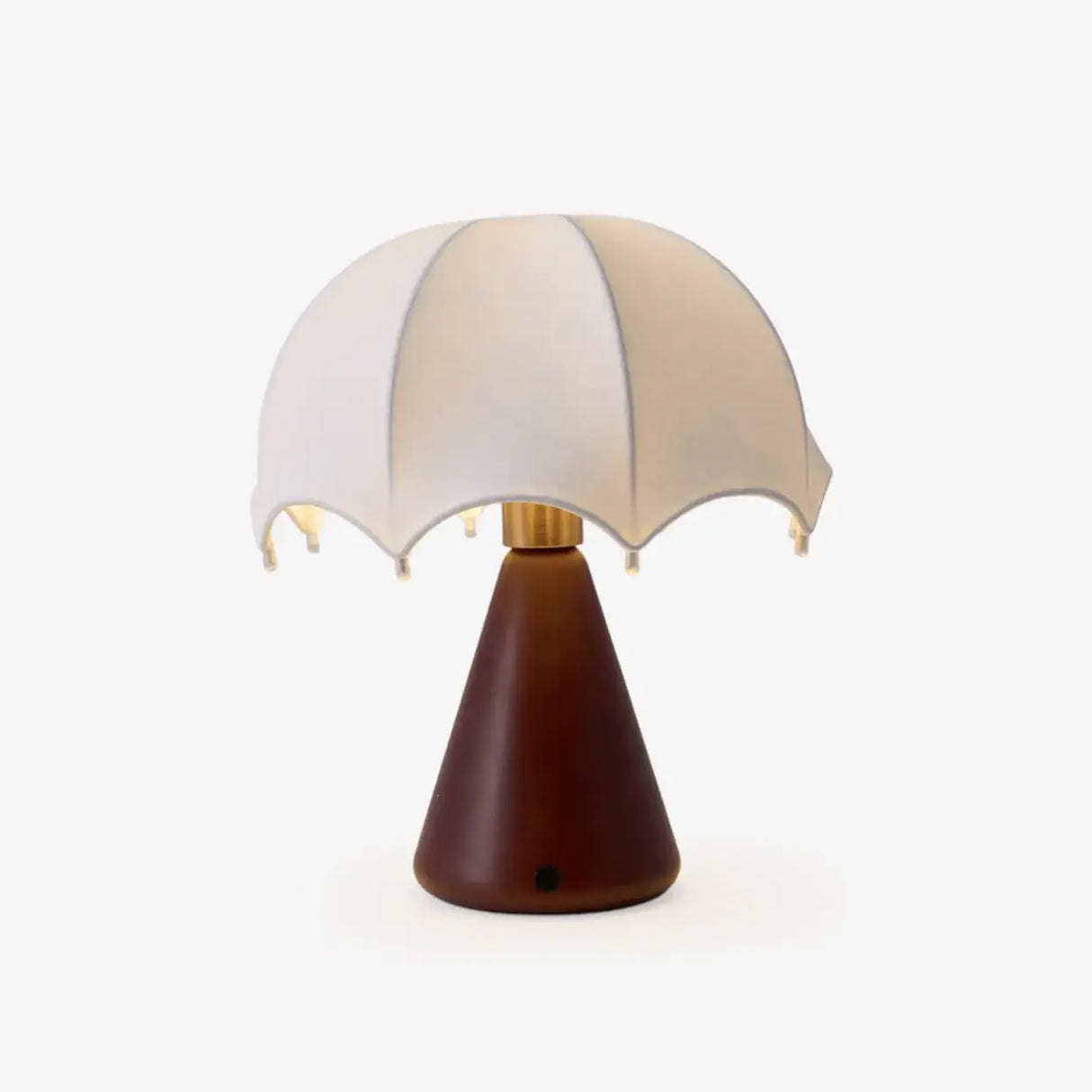 Vintage Silk Umbrella Wood Cone Integrated LED Table Lamp Image - 1