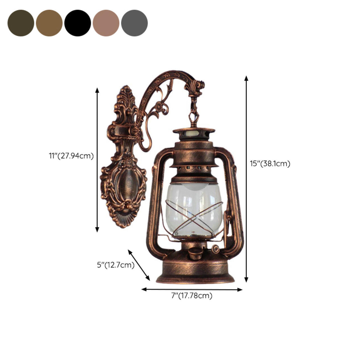 Vintage Silver Outdoor Lantern Waterproof Wall Sconce 