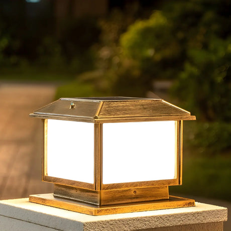 Vintage Simple Square Metal Outdoor Solar Garden Lamp Image - 1