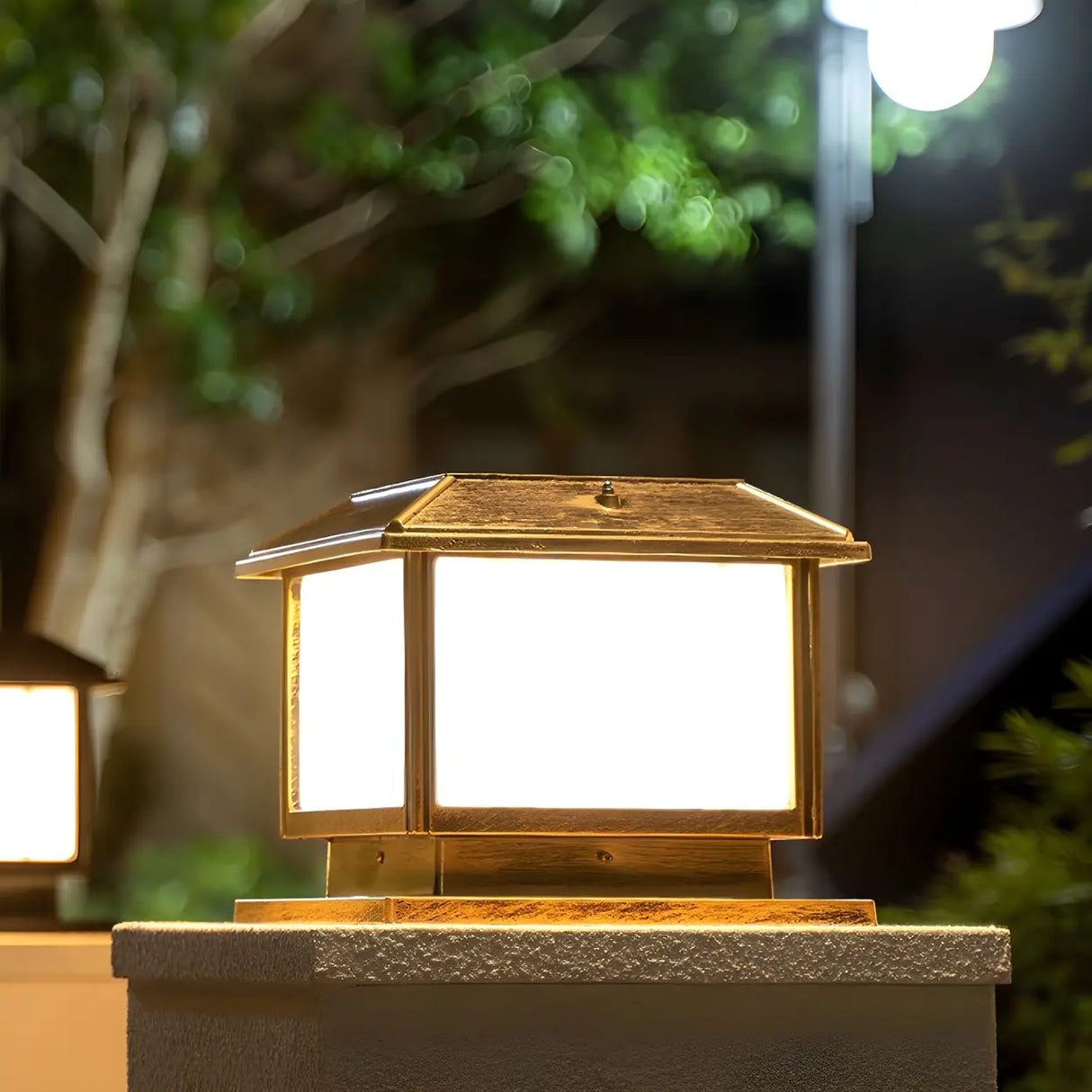 Vintage Simple Square Metal Outdoor Solar Garden Lamp Image - 11