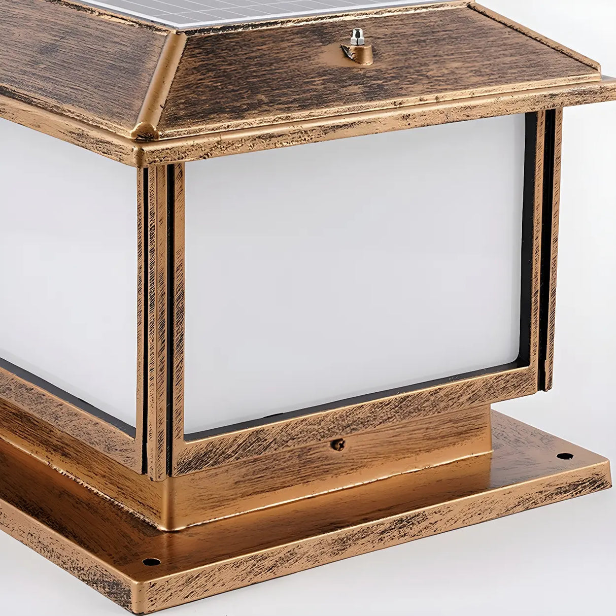 Vintage Simple Square Metal Outdoor Solar Garden Lamp Image - 9