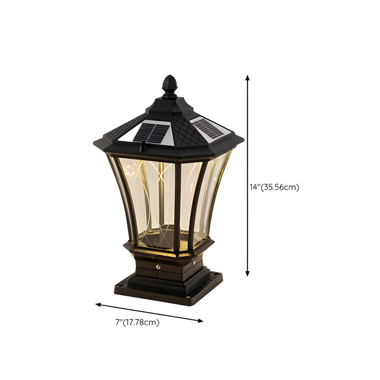 Vintage Solar Glass Lantern Outdoor Garden Post Light 
