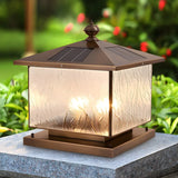 Vintage Solar Glass Outdoor Lantern Table Lamp Bronze Image - 1