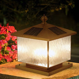 Vintage Solar Glass Outdoor Lantern Table Lamp Bronze Image - 12
