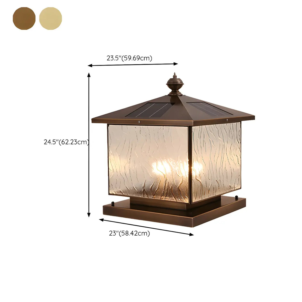 Vintage Solar Glass Outdoor Lantern Table Lamp Bronze 