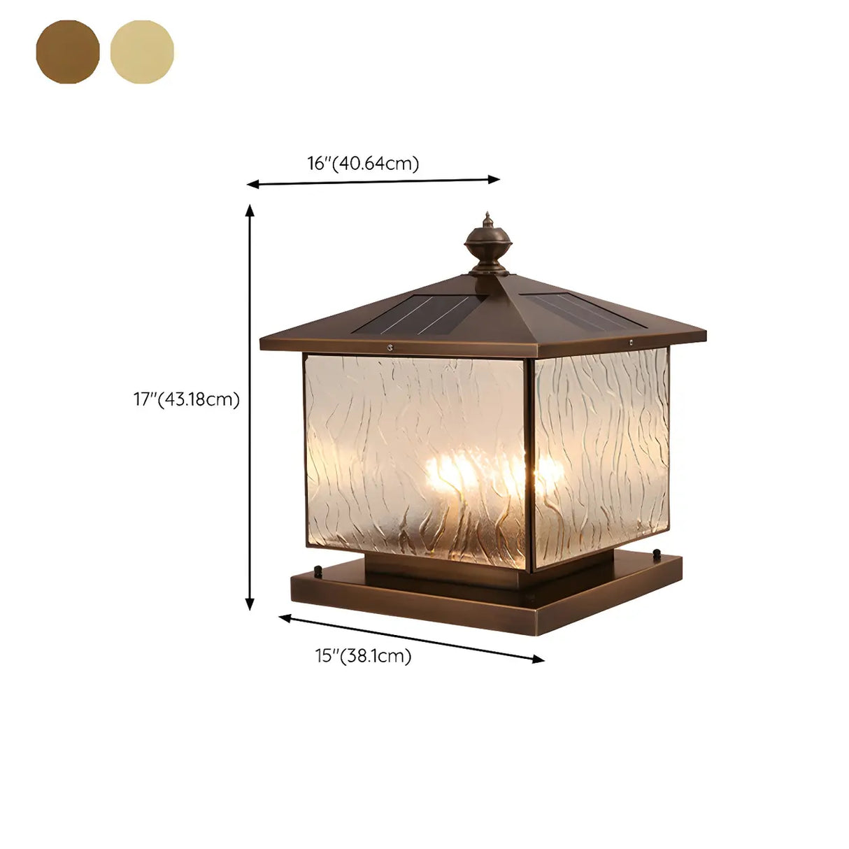 Vintage Solar Glass Outdoor Lantern Table Lamp Bronze Image - 15
