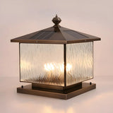 Vintage Solar Glass Outdoor Lantern Table Lamp Bronze Image - 3