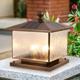 Vintage Solar Glass Outdoor Lantern Table Lamp Bronze Image - 4