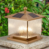 Vintage Solar Glass Outdoor Lantern Table Lamp Bronze Image - 5