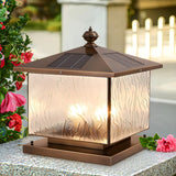 Vintage Solar Glass Outdoor Lantern Table Lamp Bronze Image - 6