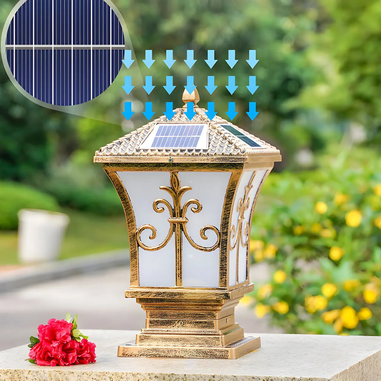 Vintage Solar Lantern Metal Outdoor Garden Table Lamp Image - 4