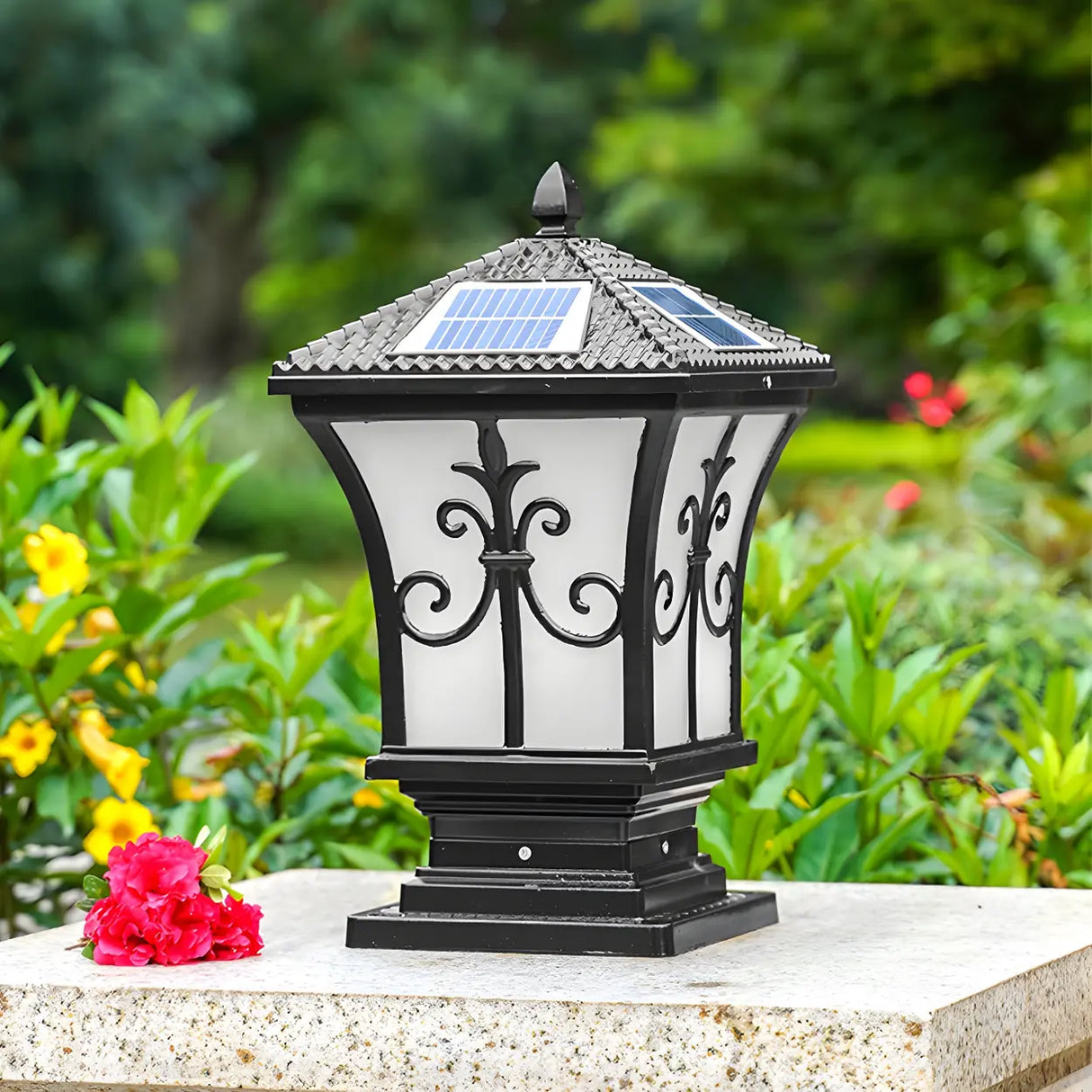 Vintage Solar Lantern Metal Outdoor Garden Table Lamp Image - 5