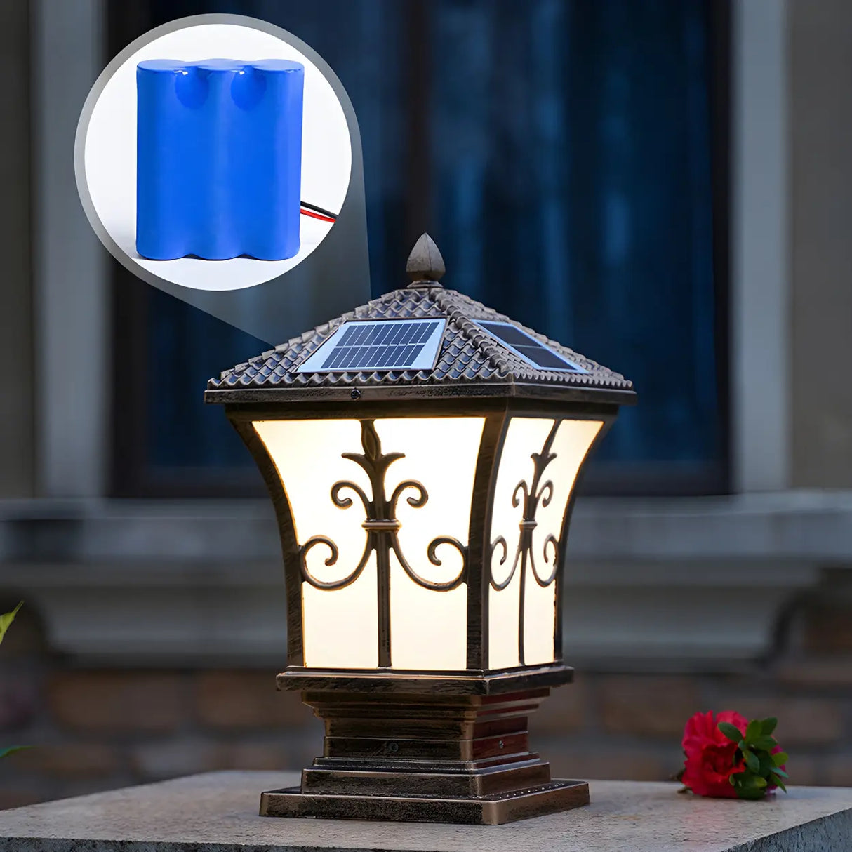 Vintage Solar Lantern Metal Outdoor Garden Table Lamp Image - 6
