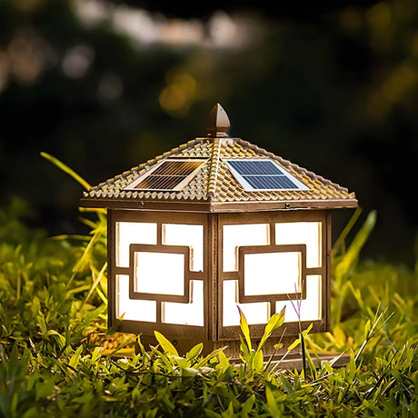 Vintage Solar Lantern Metal Outdoor Patio Table Lamp Image - 1