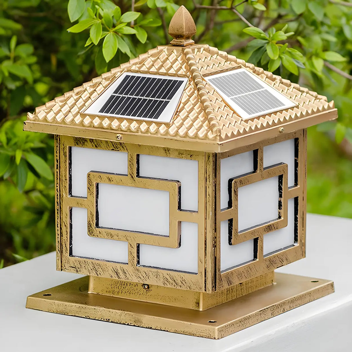 Vintage Solar Lantern Metal Outdoor Patio Table Lamp Image - 11