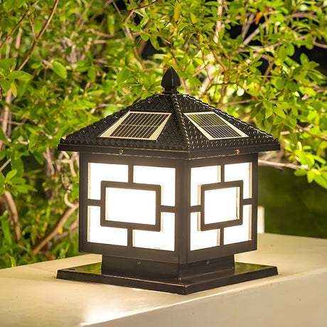 Vintage Solar Lantern Metal Outdoor Patio Table Lamp Image - 2