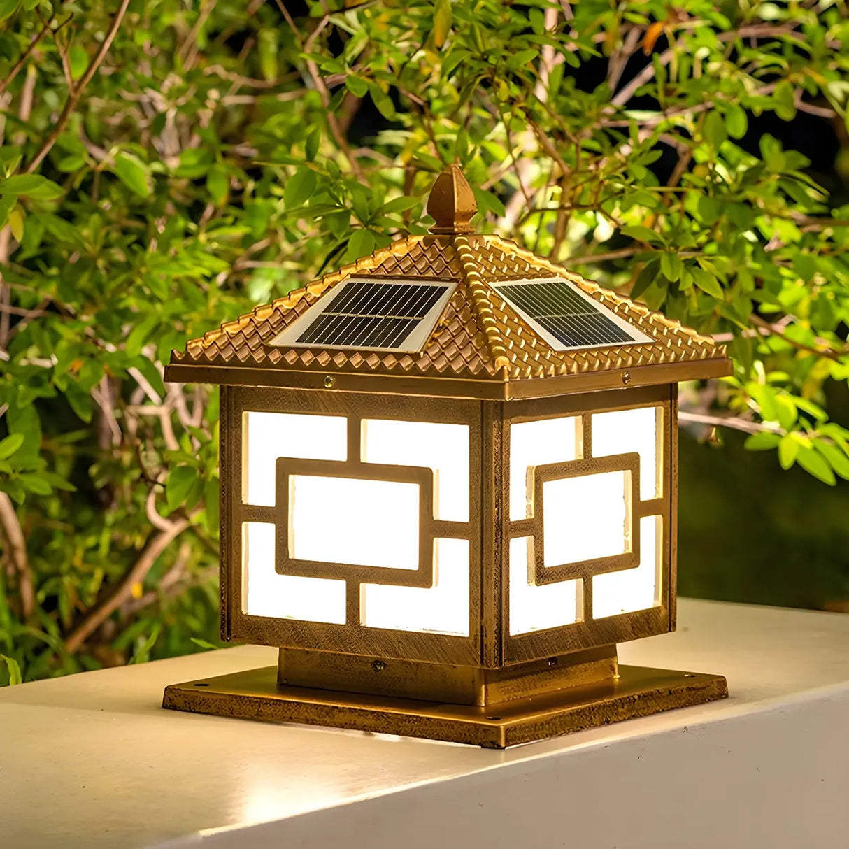 Vintage Solar Lantern Metal Outdoor Patio Table Lamp Image - 3