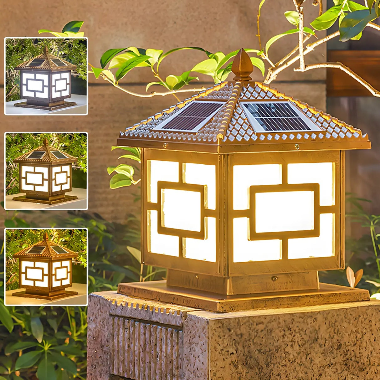 Vintage Solar Lantern Metal Outdoor Patio Table Lamp Image - 5
