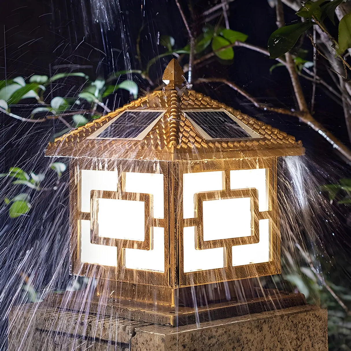 Vintage Solar Lantern Metal Outdoor Patio Table Lamp Image - 6