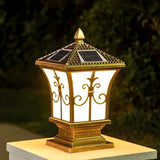 Vintage Solar Lantern Outdoor Garden Column Light Image - 2