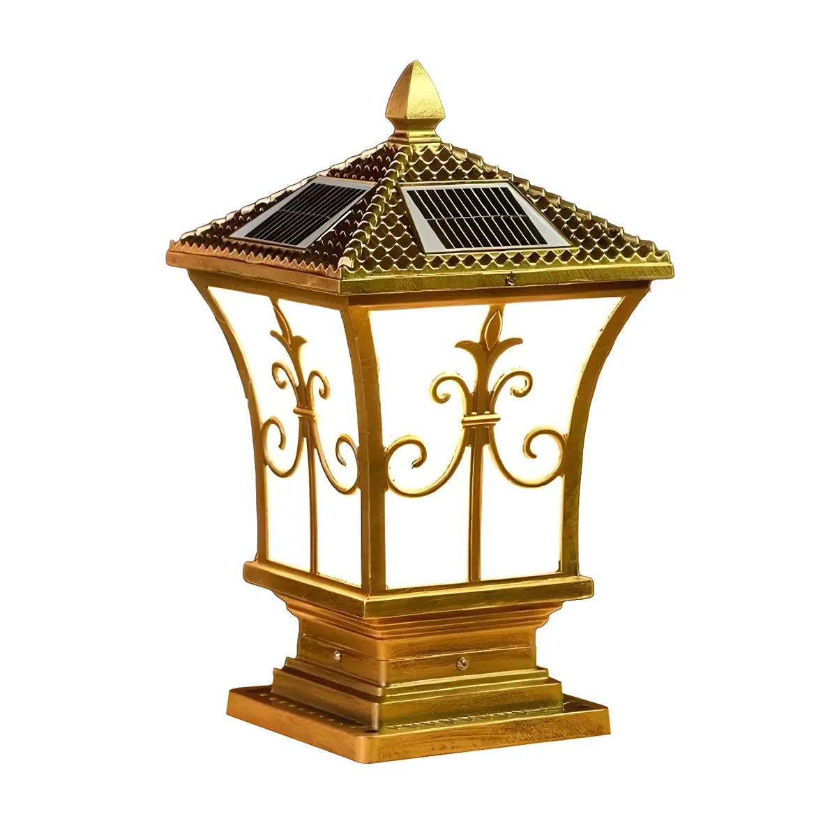Vintage Solar Lantern Outdoor Garden Column Light Image - 5