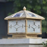 Vintage Solar Lantern Square Metal Outdoor Post Light Image - 12