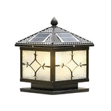 Vintage Solar Lantern Square Metal Outdoor Post Light Image - 2