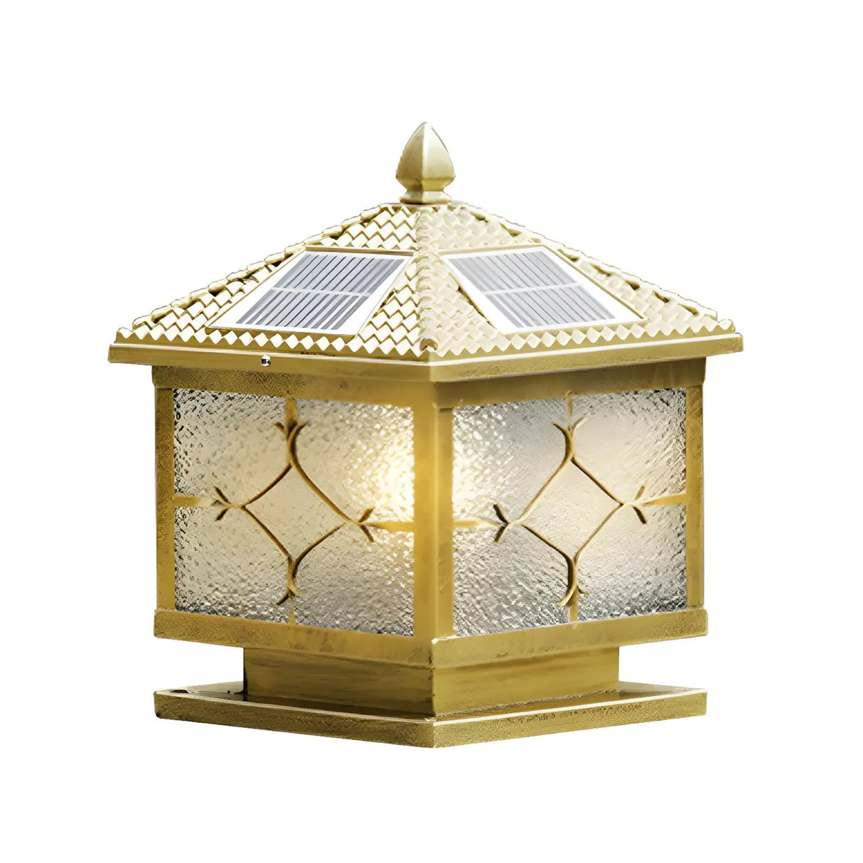 Vintage Solar Lantern Square Metal Outdoor Post Light Image - 7