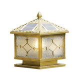 Vintage Solar Lantern Square Metal Outdoor Post Light Image - 7