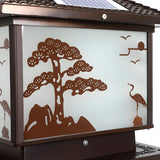 Vintage Solar LED Lantern Bronze Post Outdoor Lamp Image - 8