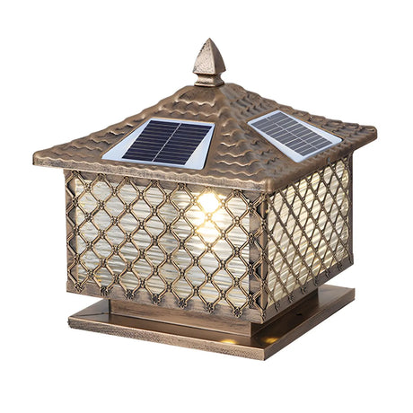 Vintage Solar Metal Outdoor Lantern Decor Post Light Image - 2