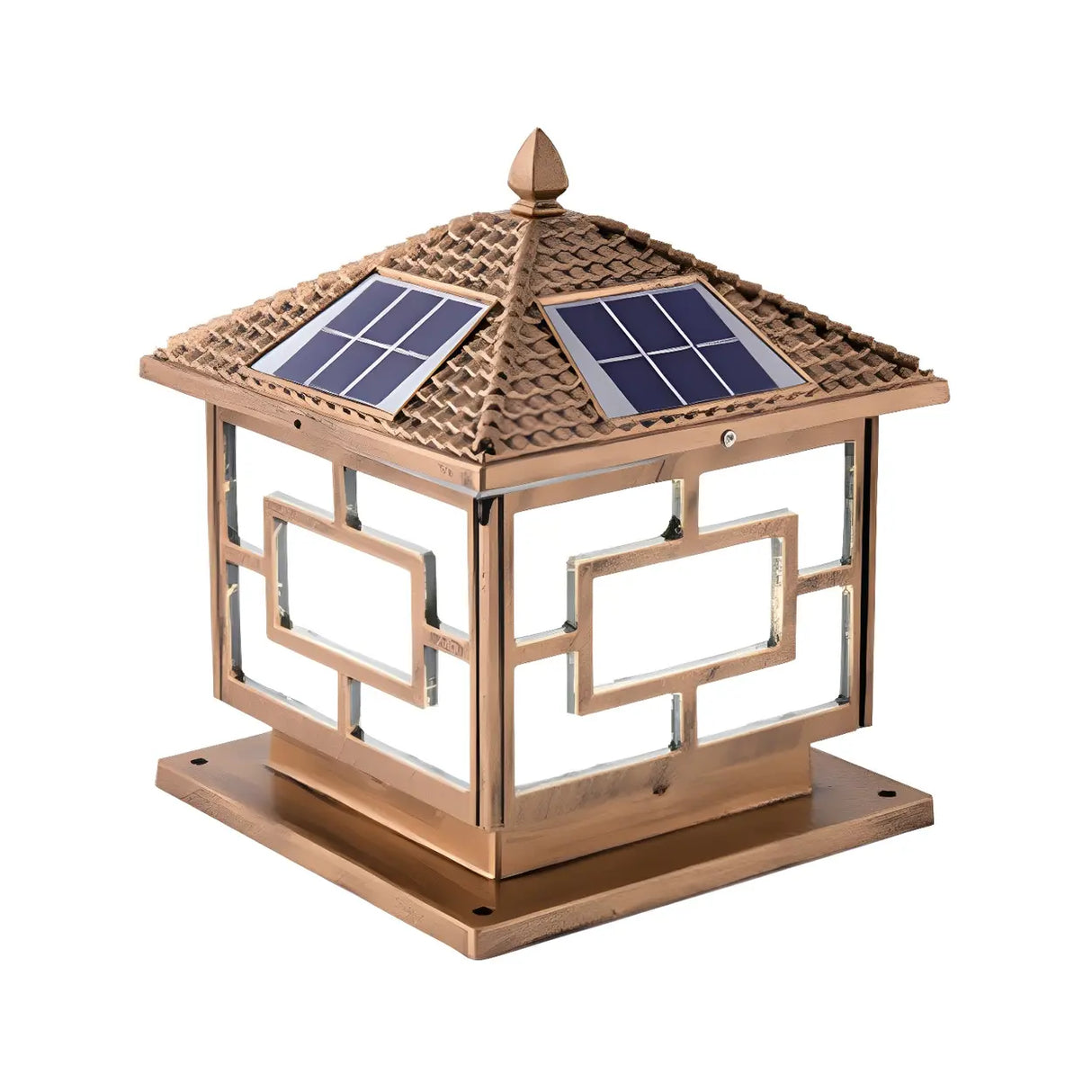 Vintage Solar-Powered Lantern Metal Outdoor Table Lamp Image - 2