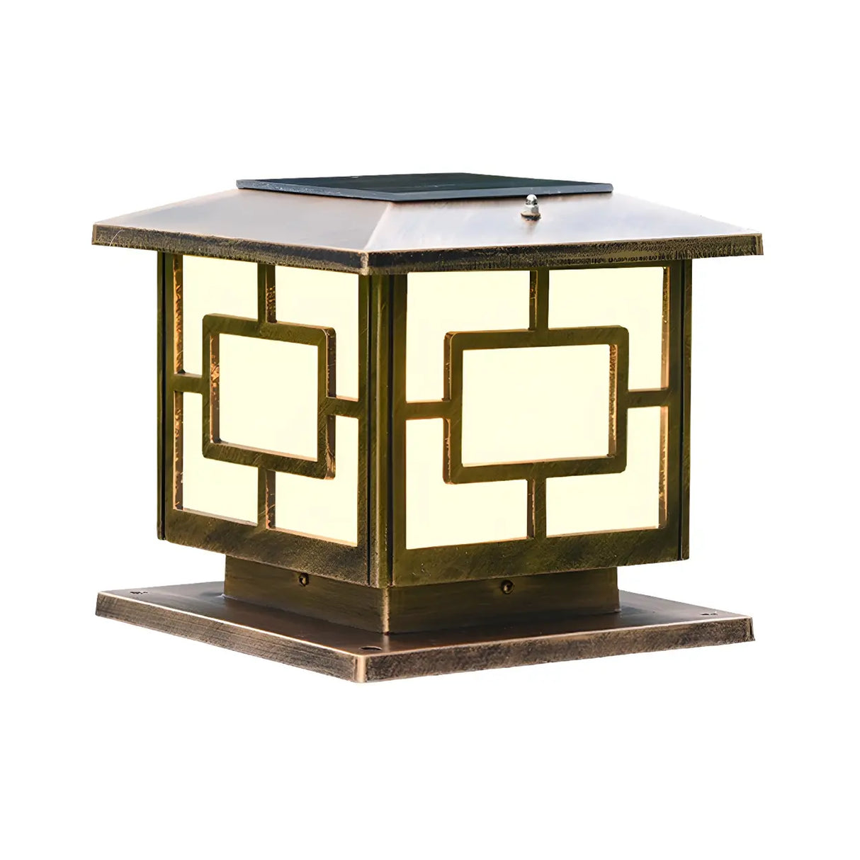 Vintage Solar-Powered Lantern Metal Outdoor Table Lamp Image - 3